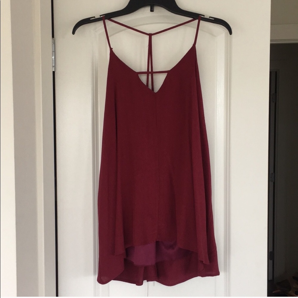 Blue rain maroon tank